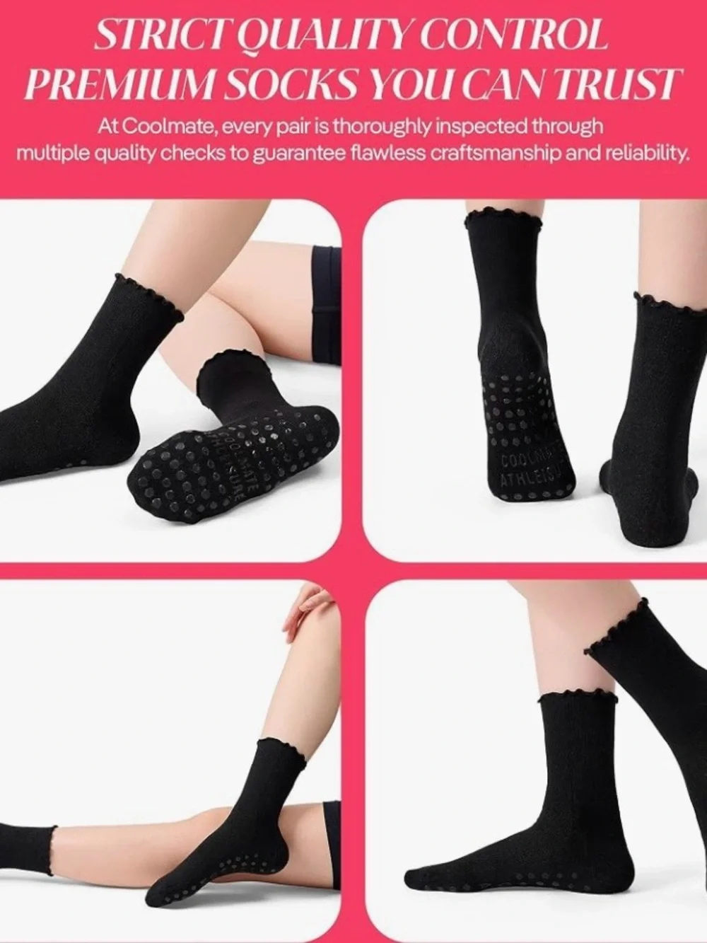 Athletic Ruffle Yoga & Pilates Socks - Black